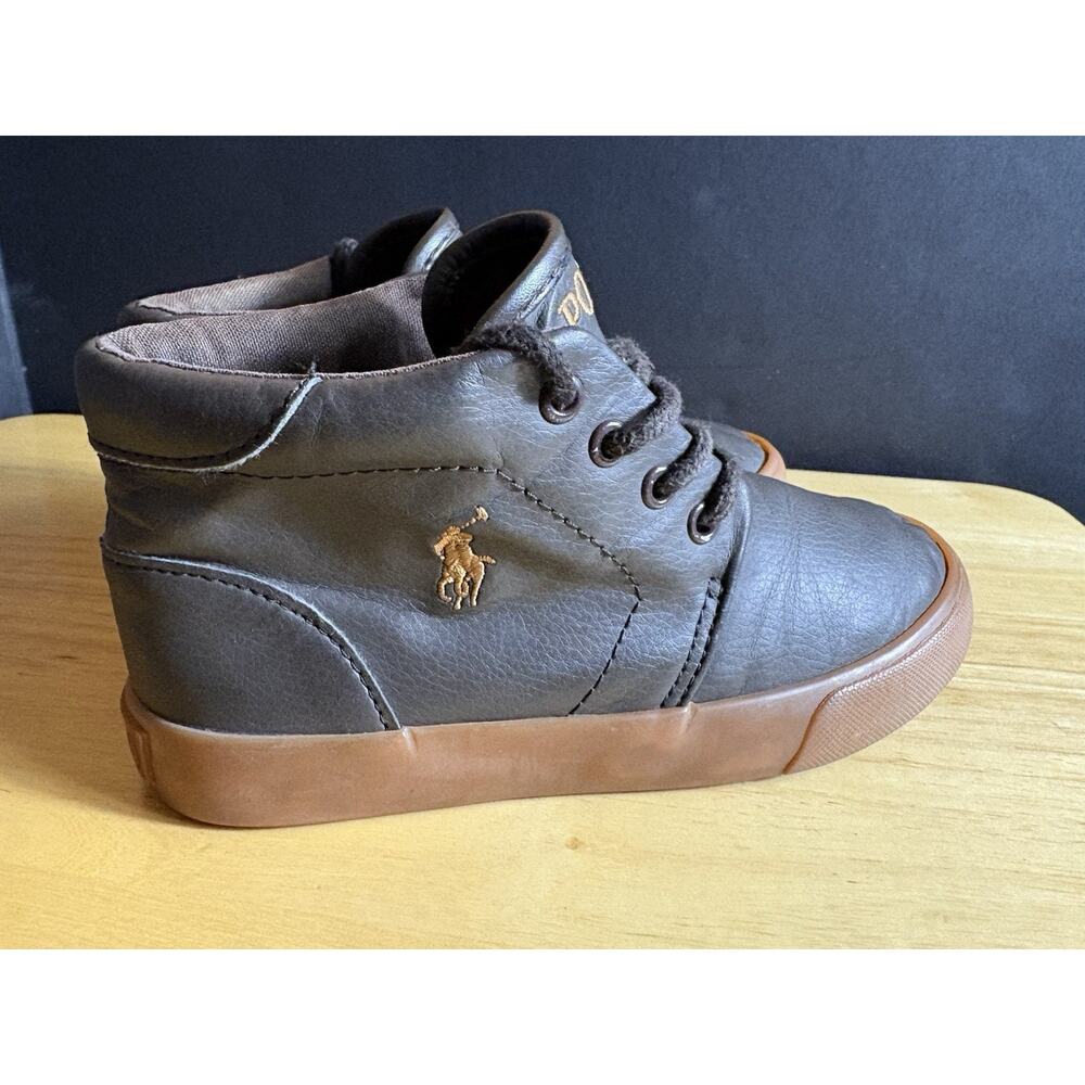 Polo Ralph Lauren Brown High Top Sneakers Shoes Size 12.5 C Children Little Kids